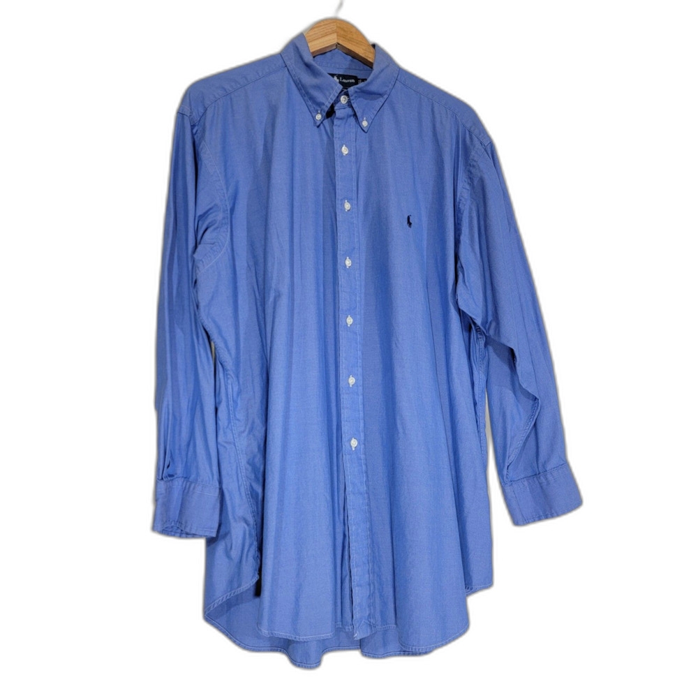 Ralph Lauren Yarmouth Men's Blue Long Sleeve Dress Shirt - 17 Neck